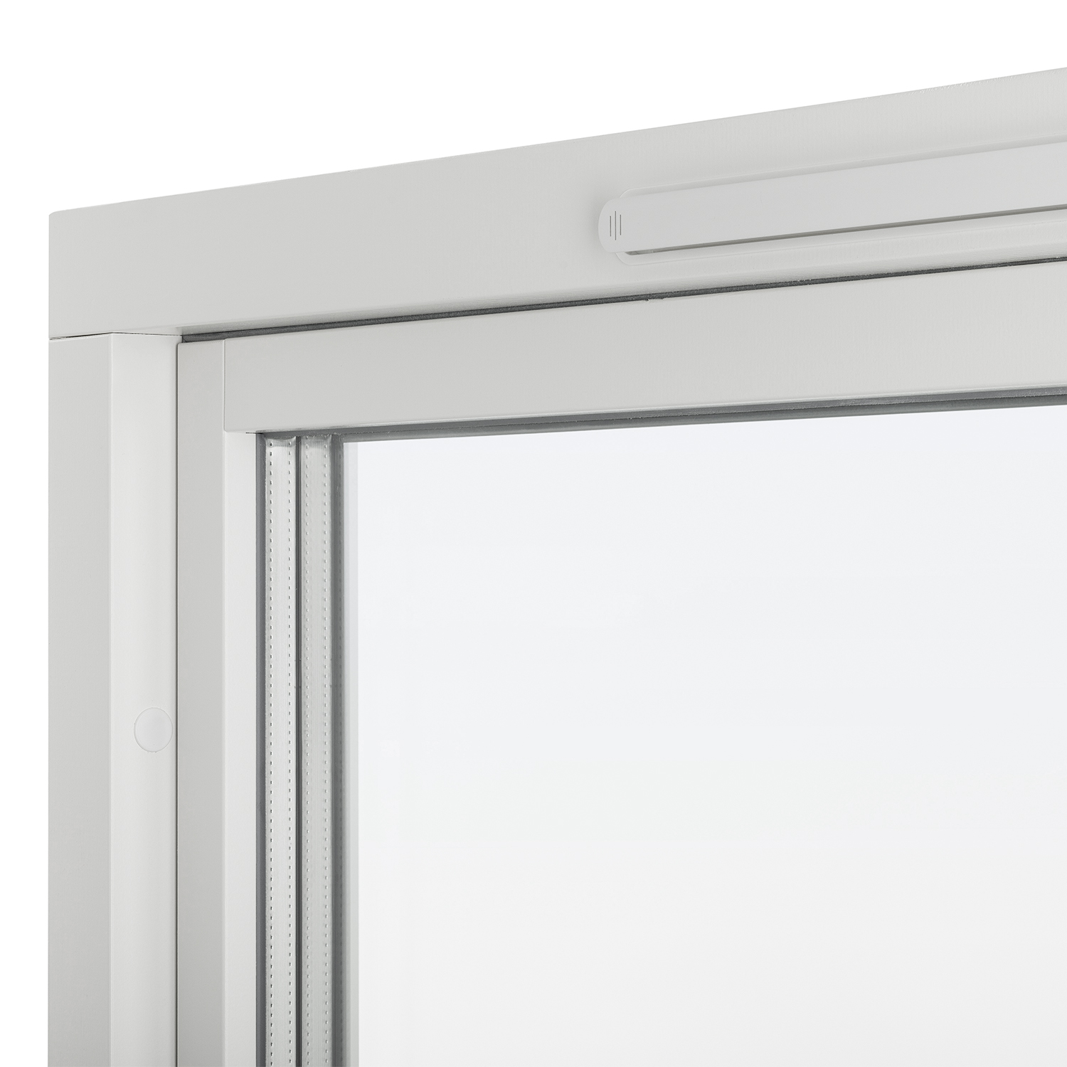 Fönster med rak glaskant – närbild av överdel med tydlig, rak avslutning.