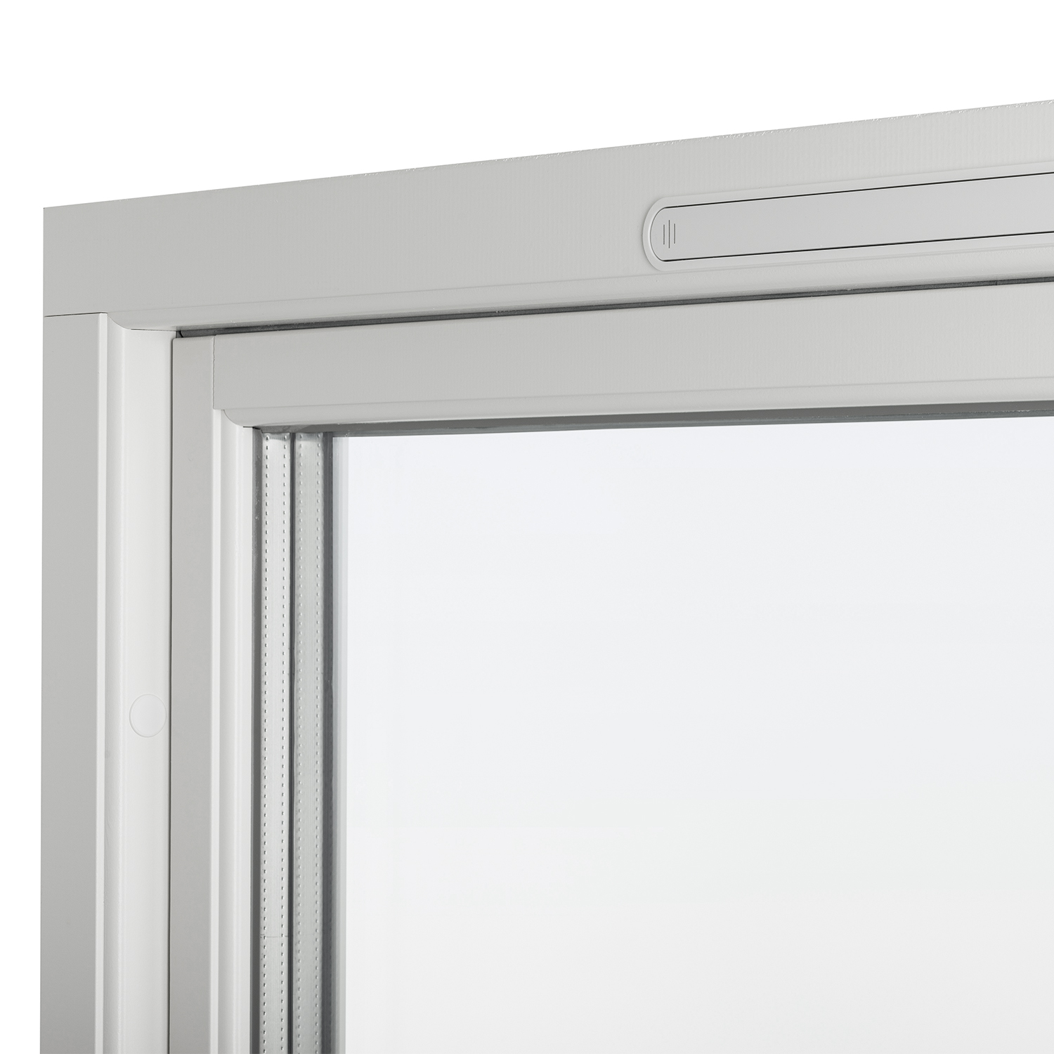 Fönster med rundad glaskant – närbild av överdel med rundad avslutning.